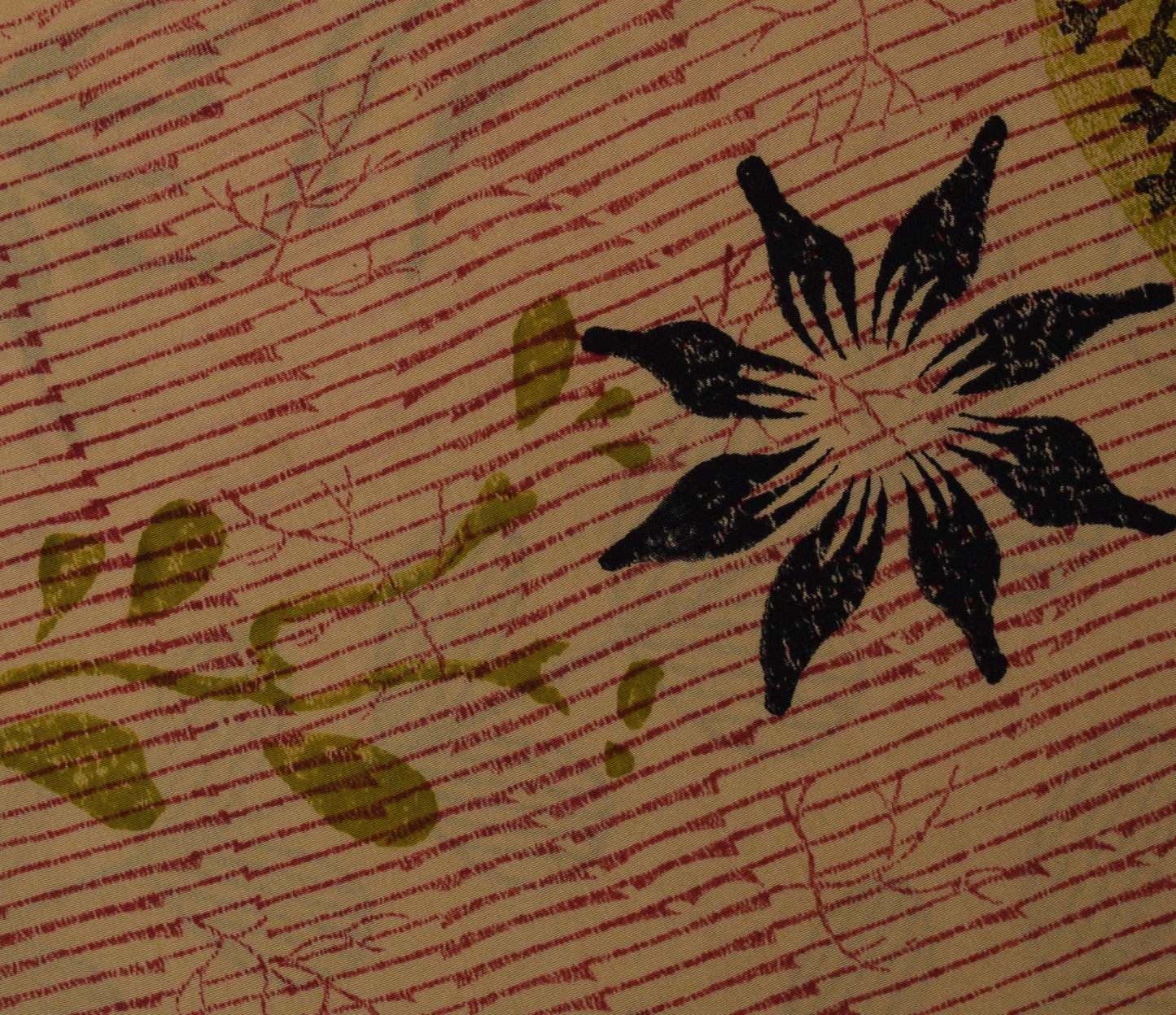 Sushila Vintage Indian Saree 100% Pure Crepe Silk Printed Floral Soft Fabric