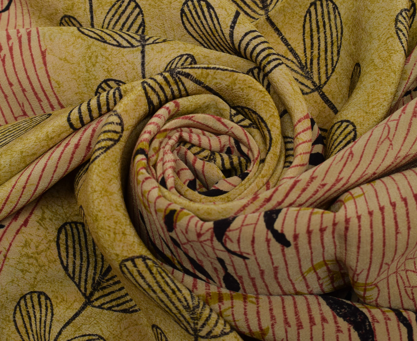 Sushila Vintage Indian Saree 100% Pure Crepe Silk Printed Floral Soft Fabric