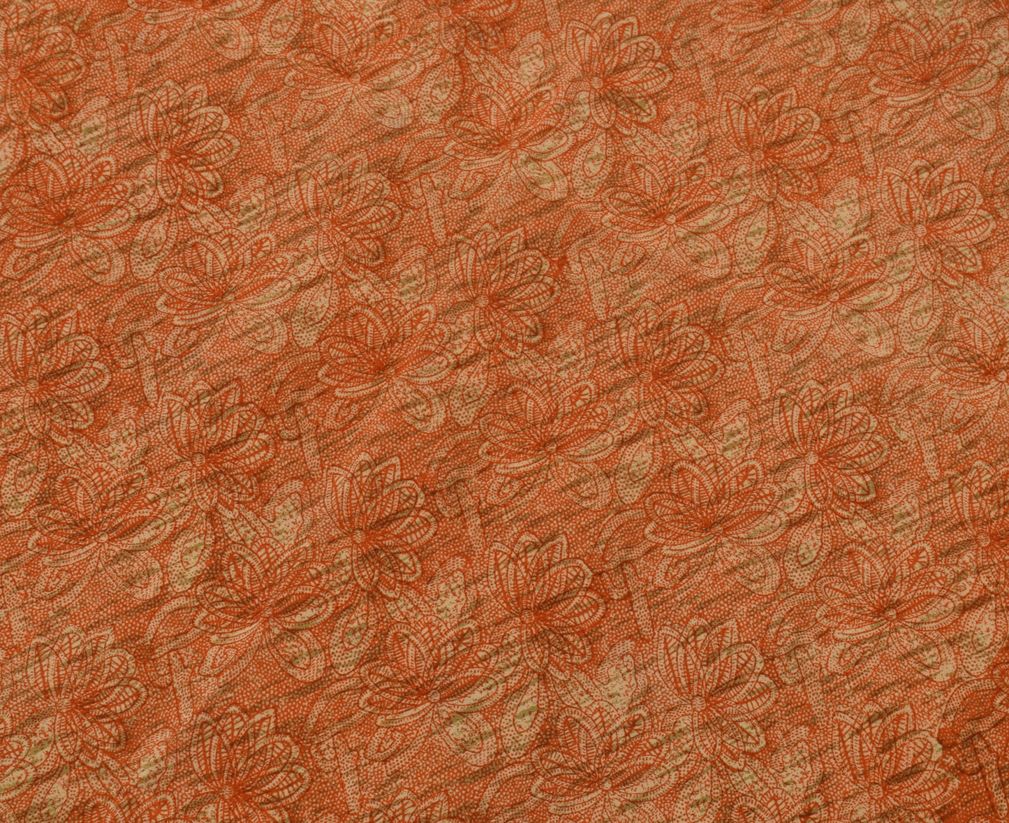 Sushila Vintage Indian Saree 100% Pure Crepe Silk Printed Floral Soft Fabric