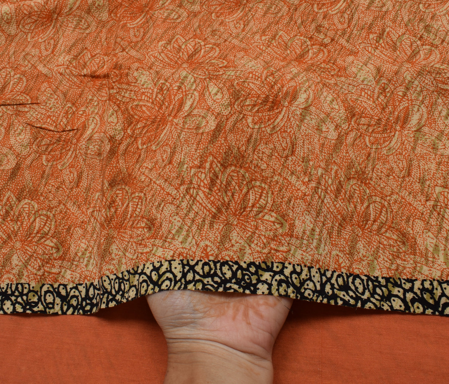 Sushila Vintage Indian Saree 100% Pure Crepe Silk Printed Floral Soft Fabric