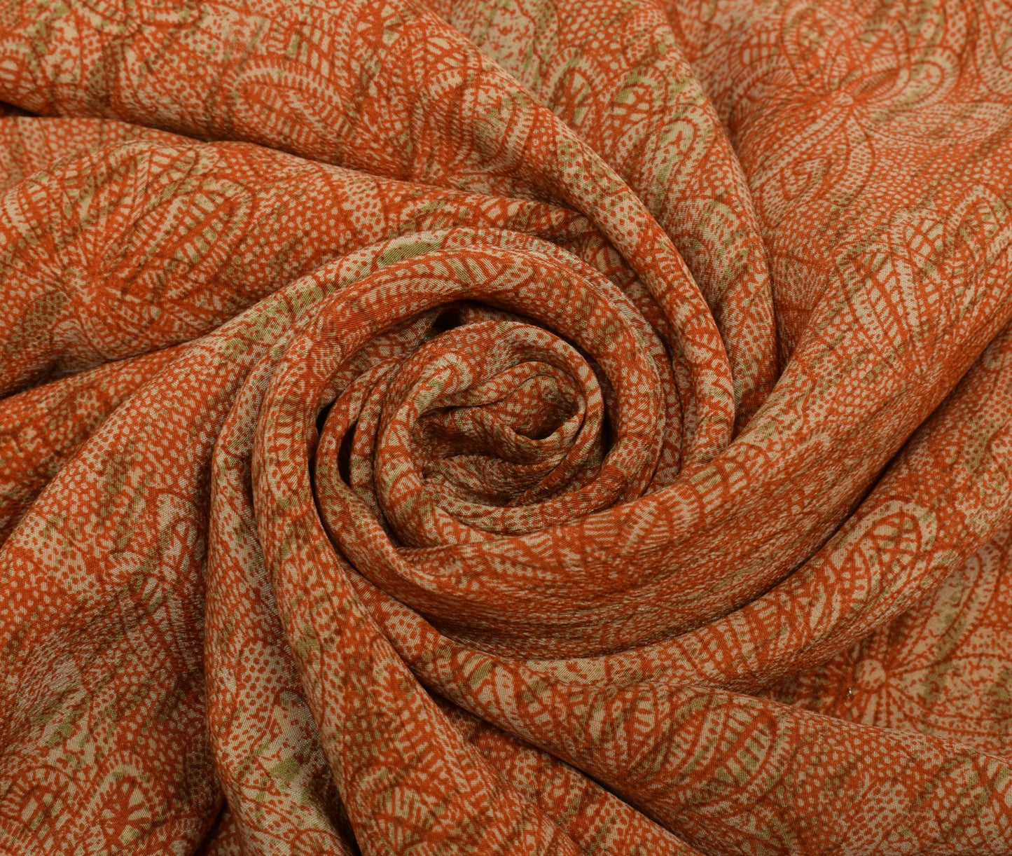 Sushila Vintage Indian Saree 100% Pure Crepe Silk Printed Floral Soft Fabric