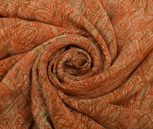 Sushila Vintage Indian Saree 100% Pure Crepe Silk Printed Floral Soft Fabric