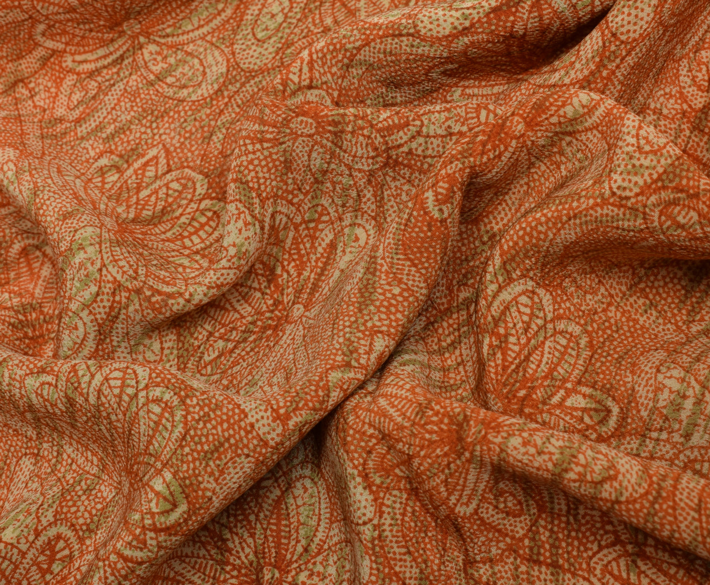 Sushila Vintage Indian Saree 100% Pure Crepe Silk Printed Floral Soft Fabric