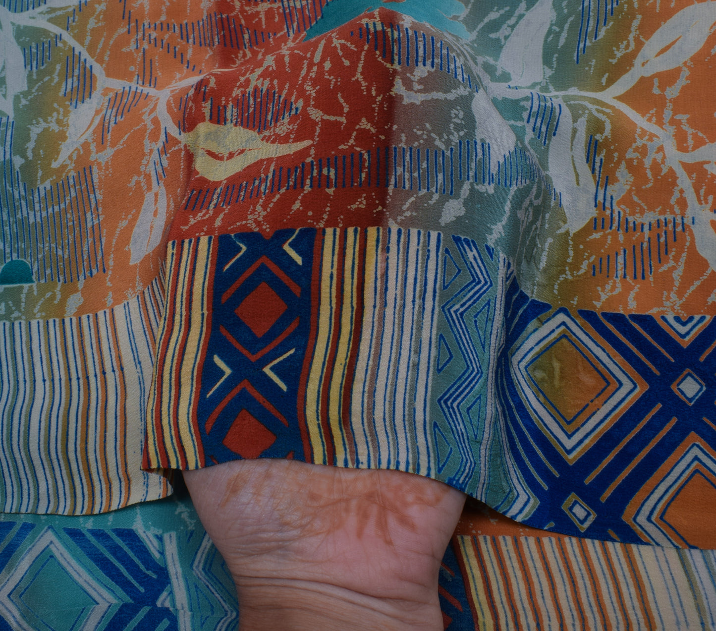 Sushila Vintage Indian Saree 100% Pure Crepe Silk Printed Floral Soft Fabric