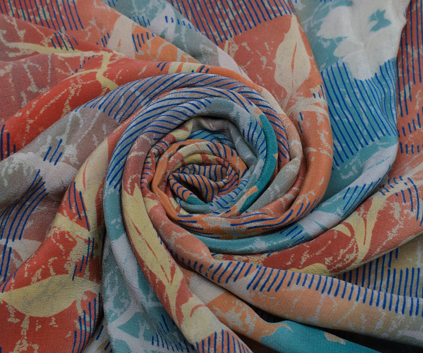 Sushila Vintage Indian Saree 100% Pure Crepe Silk Printed Floral Soft Fabric