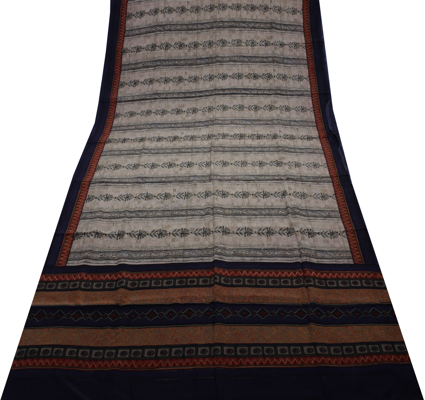 Sushila Vintage Indian Saree 100% Pure Crepe Silk Printed Floral Soft Fabric