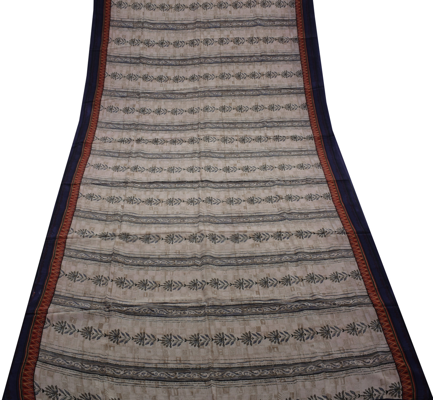 Sushila Vintage Indian Saree 100% Pure Crepe Silk Printed Floral Soft Fabric