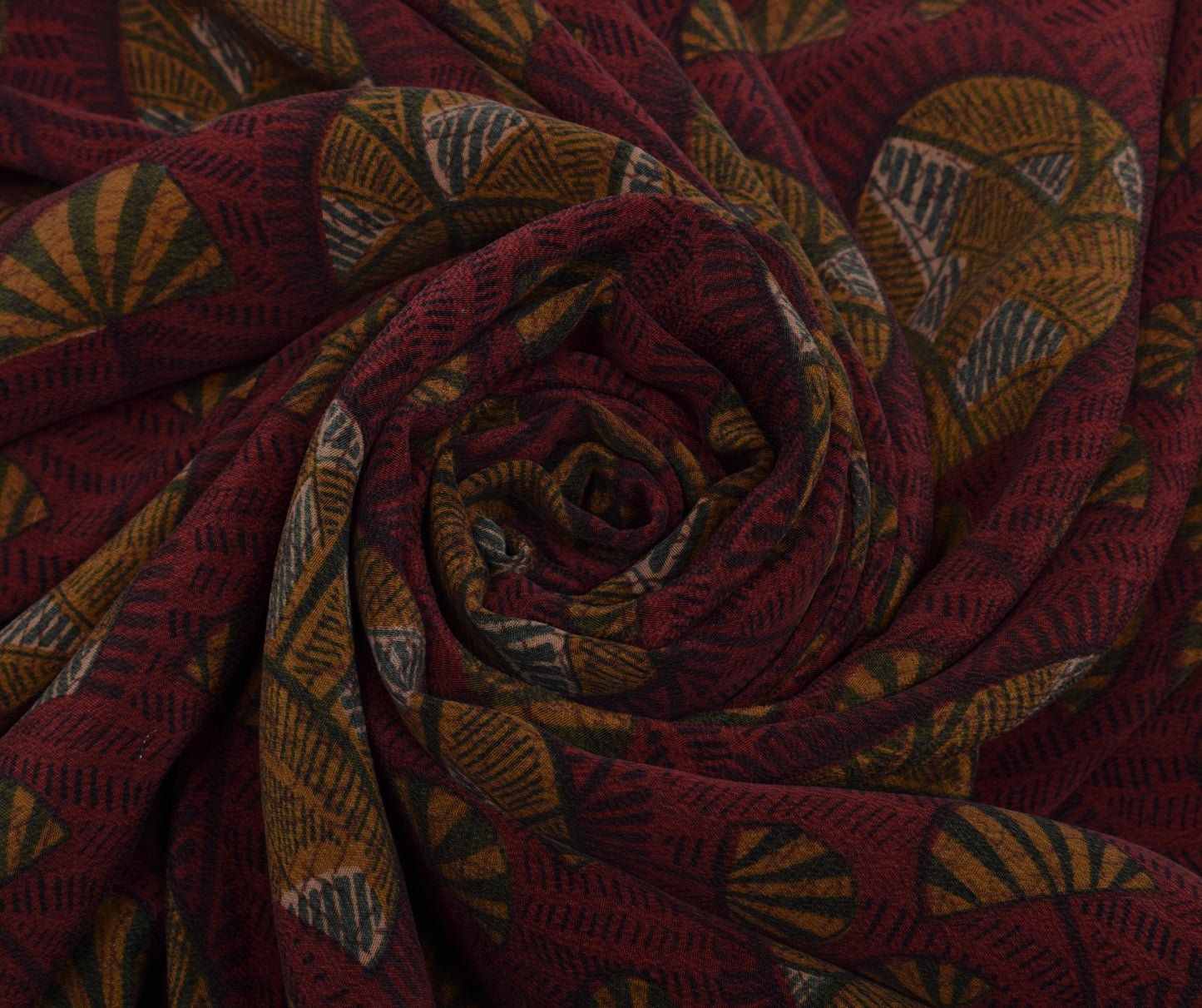 Sushila Vintage Indian Saree 100% Pure Crepe Silk Printed Floral Soft Fabric