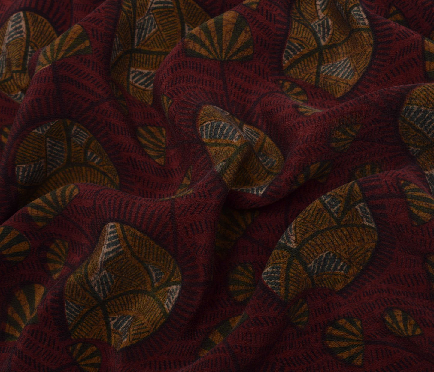 Sushila Vintage Indian Saree 100% Pure Crepe Silk Printed Floral Soft Fabric