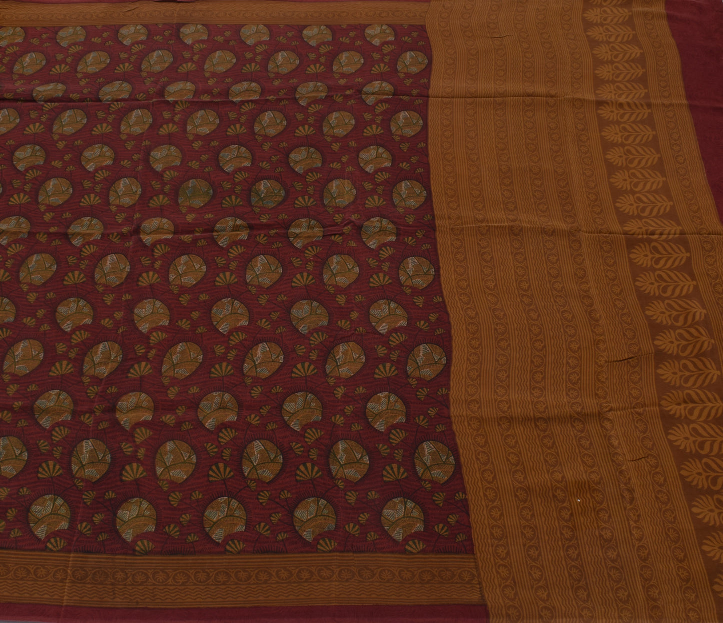 Sushila Vintage Indian Saree 100% Pure Crepe Silk Printed Floral Soft Fabric