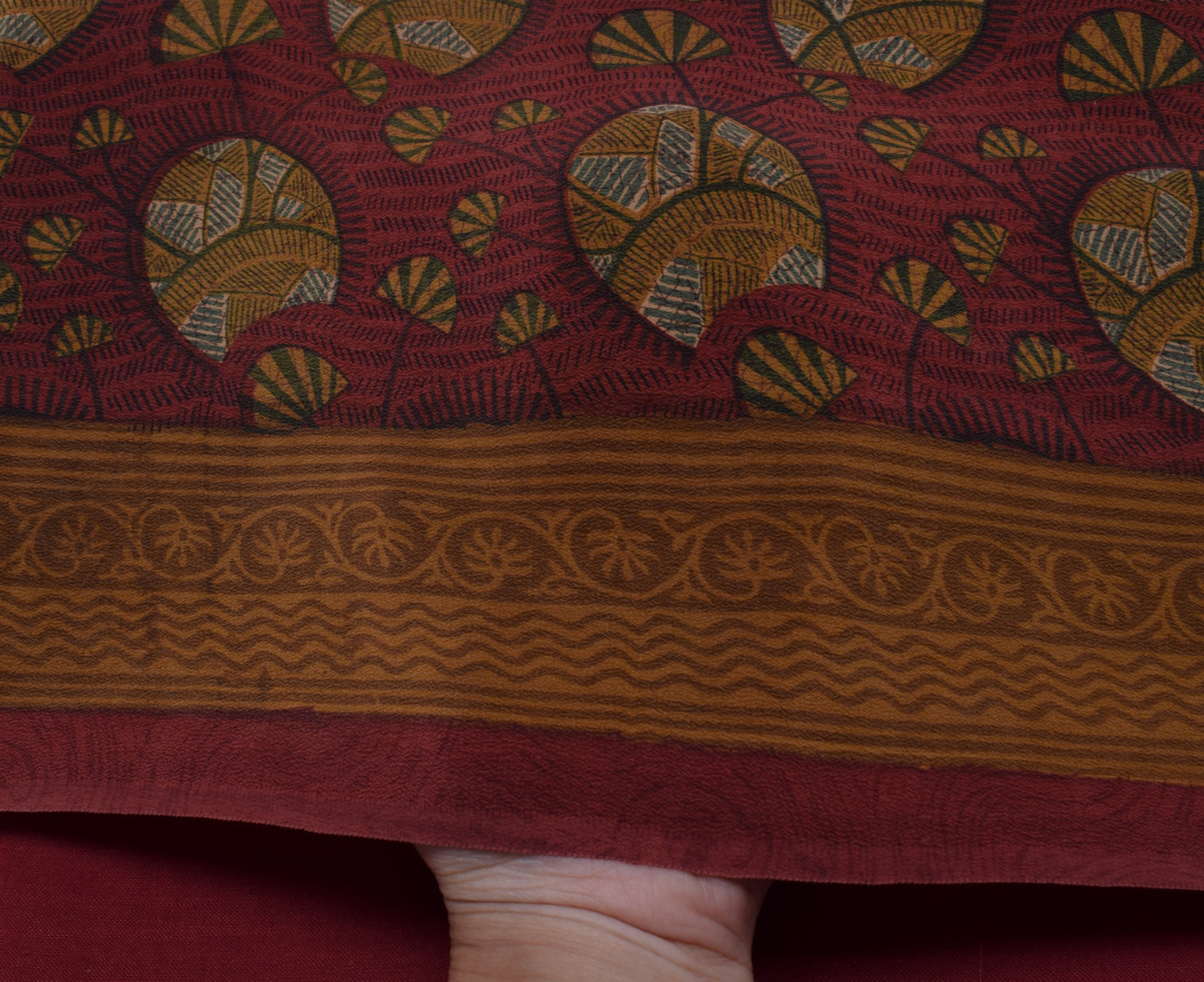 Sushila Vintage Indian Saree 100% Pure Crepe Silk Printed Floral Soft Fabric