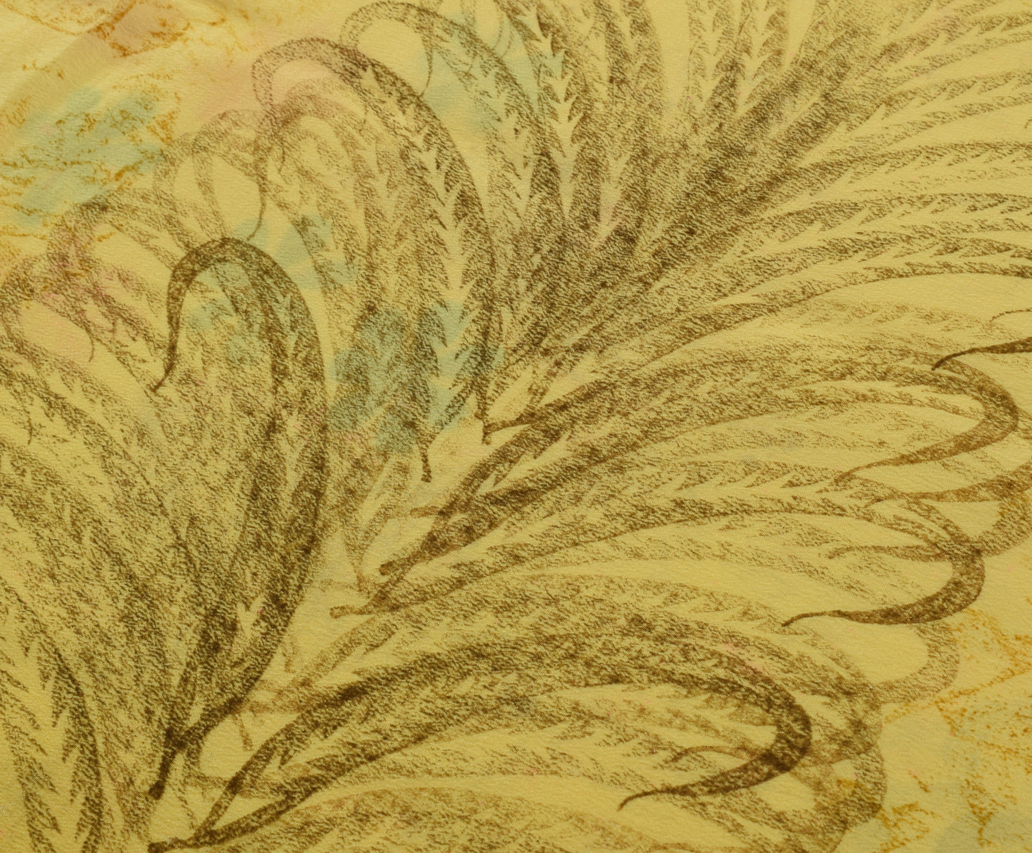 Sushila Vintage Yellow Saree 100% Pure Crepe Silk Printed Floral Soft Fabric