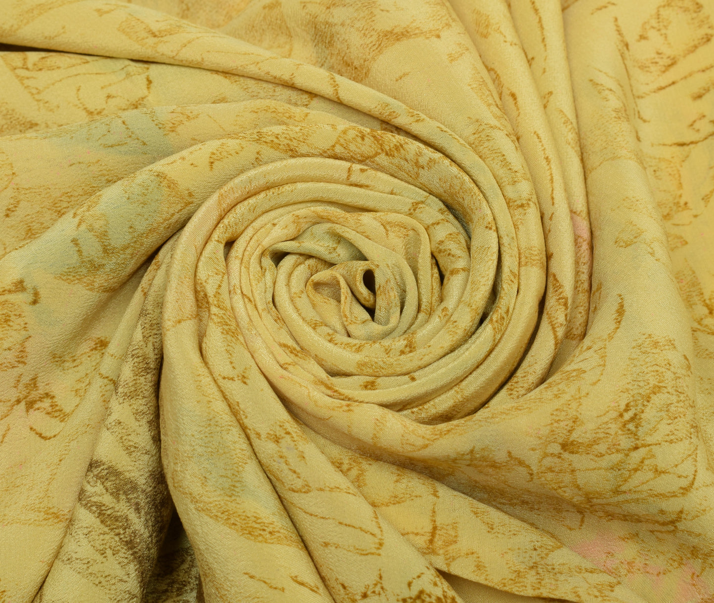 Sushila Vintage Yellow Saree 100% Pure Crepe Silk Printed Floral Soft Fabric
