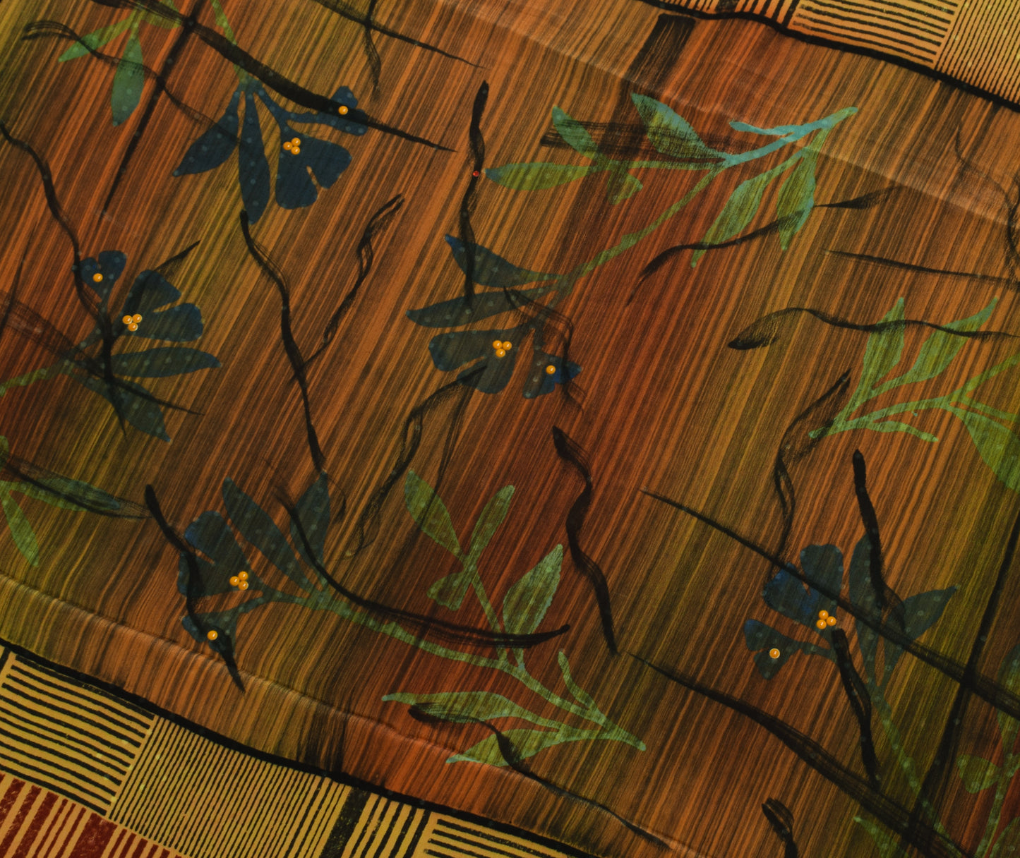 Sushila Vintage Orange Saree 100% Pure Crepe Silk Printed 5 Yard  Soft Fabric