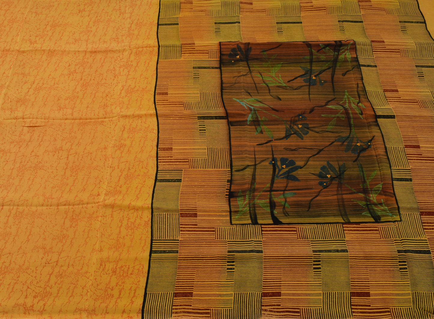 Sushila Vintage Orange Saree 100% Pure Crepe Silk Printed 5 Yard  Soft Fabric