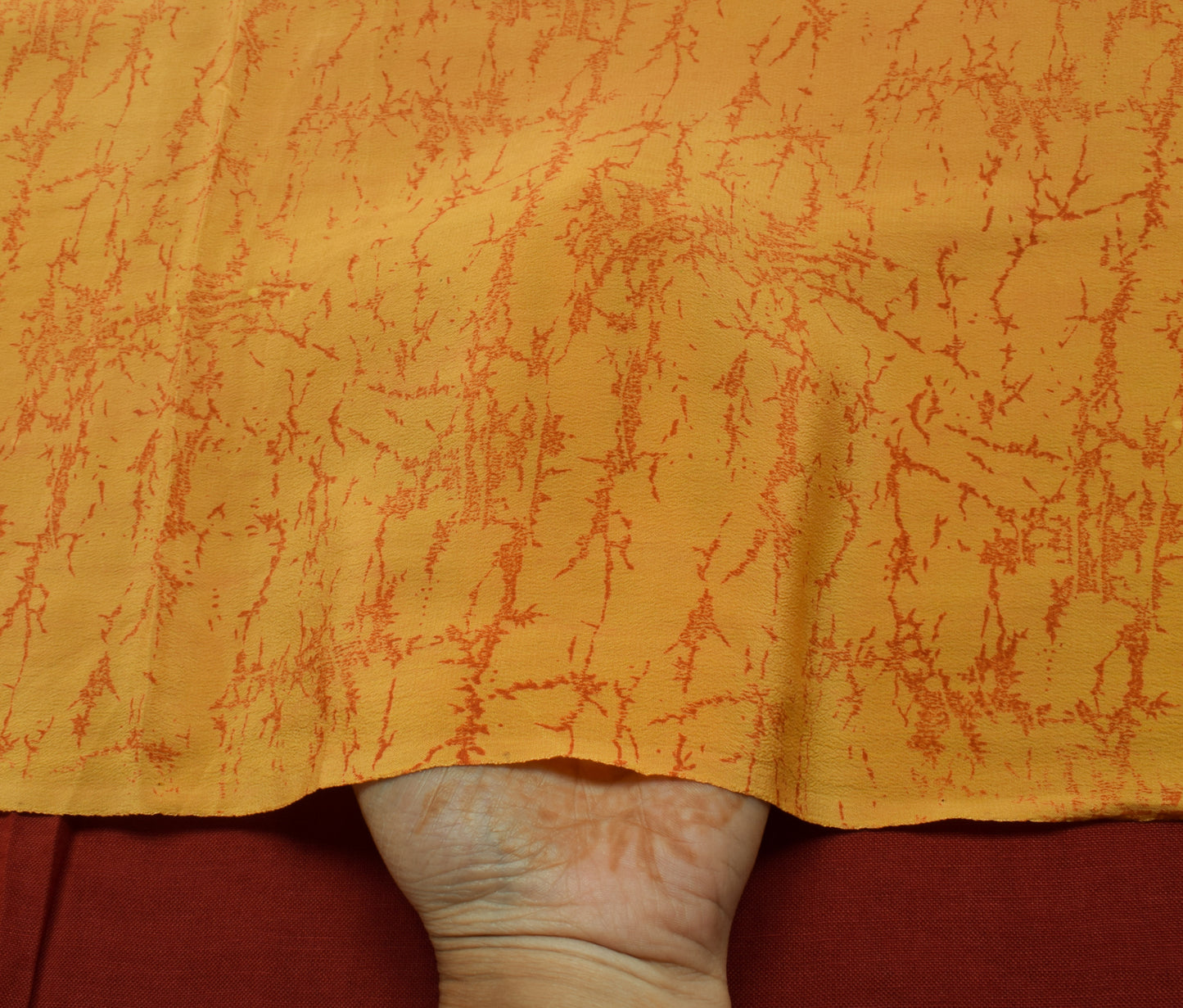 Sushila Vintage Orange Saree 100% Pure Crepe Silk Printed 5 Yard  Soft Fabric