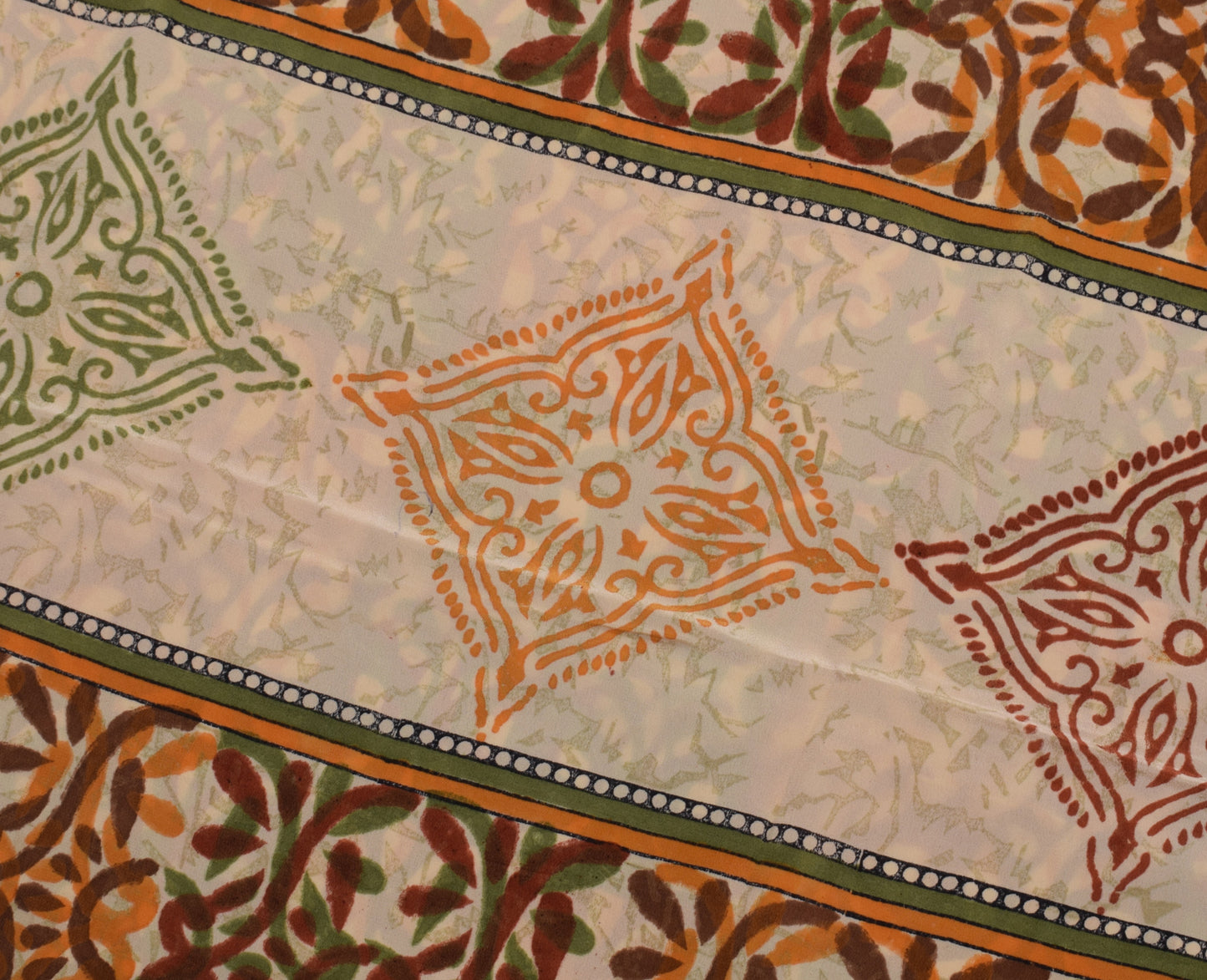 Sushila Vintage Indian Saree 100% Pure Crepe Silk Printed Floral Soft Fabric