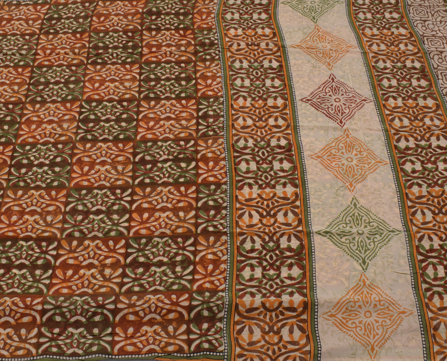 Sushila Vintage Indian Saree 100% Pure Crepe Silk Printed Floral Soft Fabric