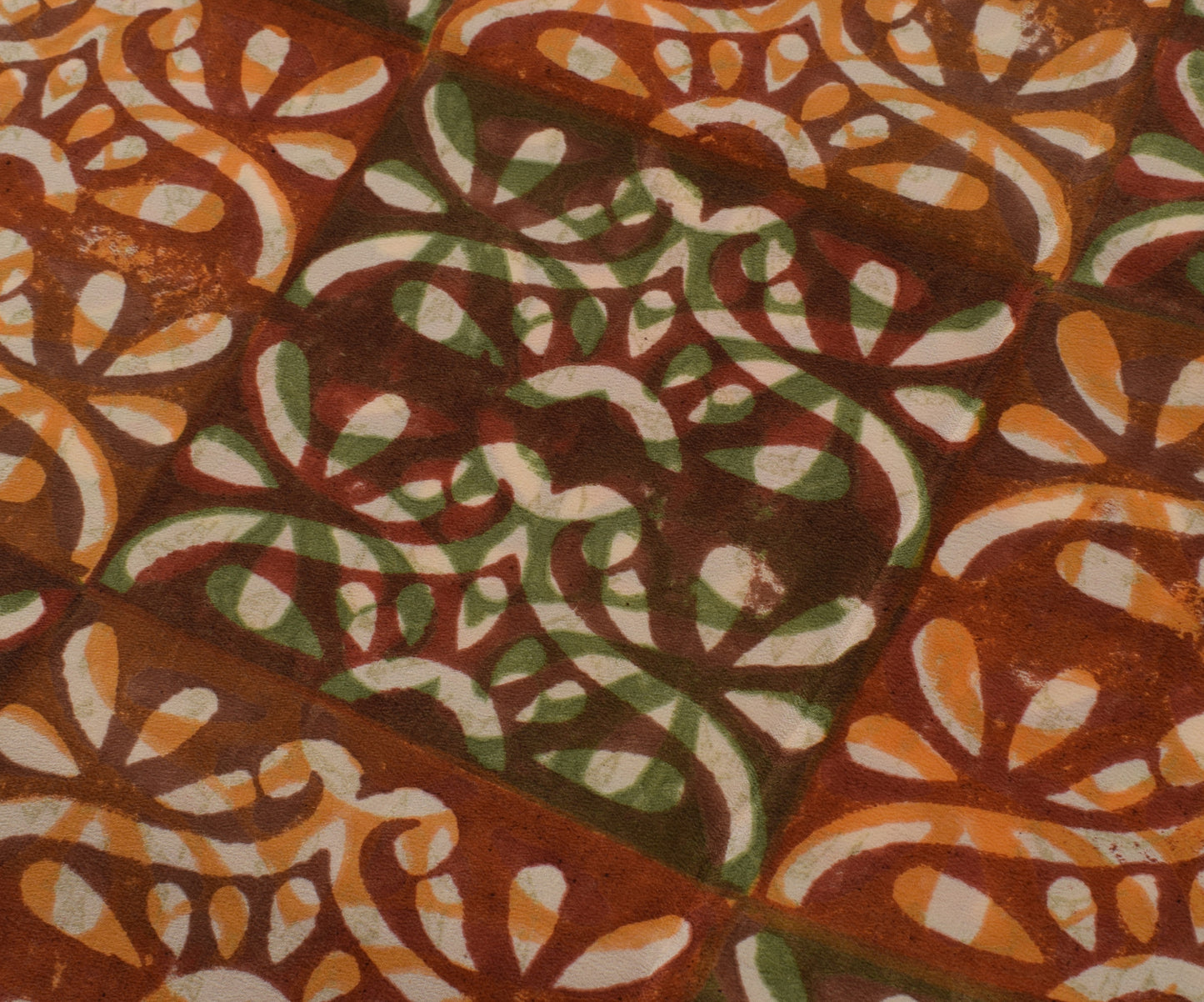 Sushila Vintage Indian Saree 100% Pure Crepe Silk Printed Floral Soft Fabric