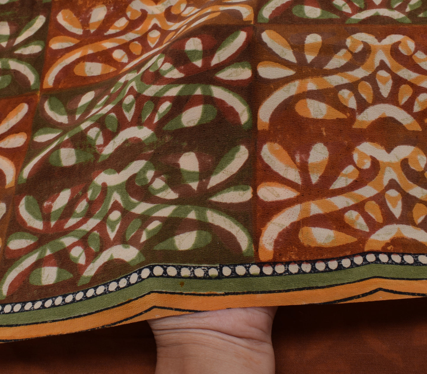 Sushila Vintage Indian Saree 100% Pure Crepe Silk Printed Floral Soft Fabric