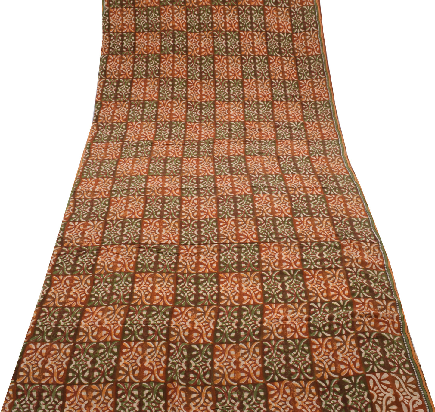 Sushila Vintage Indian Saree 100% Pure Crepe Silk Printed Floral Soft Fabric