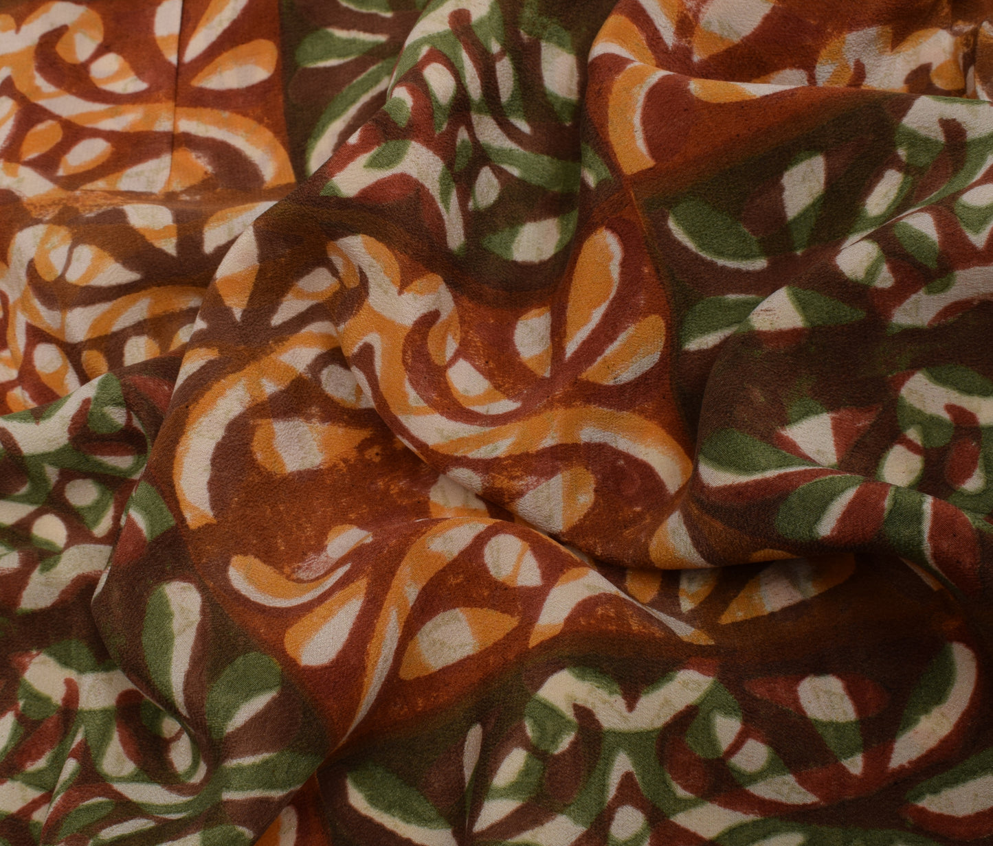 Sushila Vintage Indian Saree 100% Pure Crepe Silk Printed Floral Soft Fabric