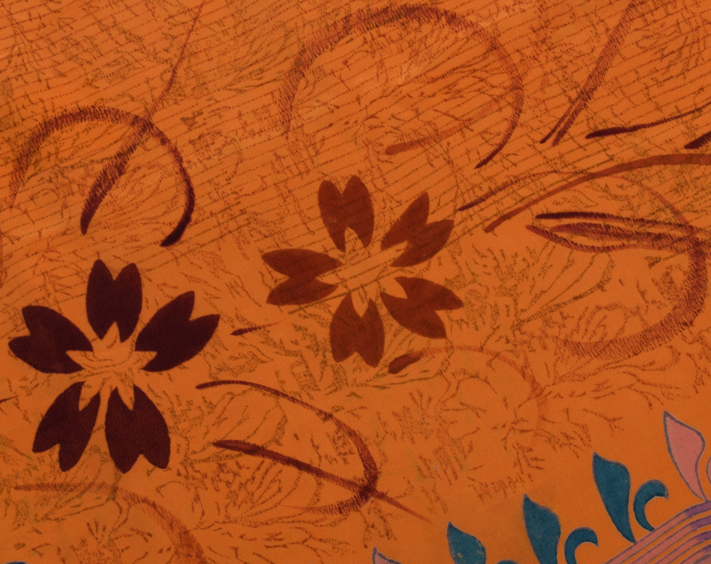 Sushila Vintage Indian Saree 100% Pure Crepe Silk Printed Floral Soft Fabric