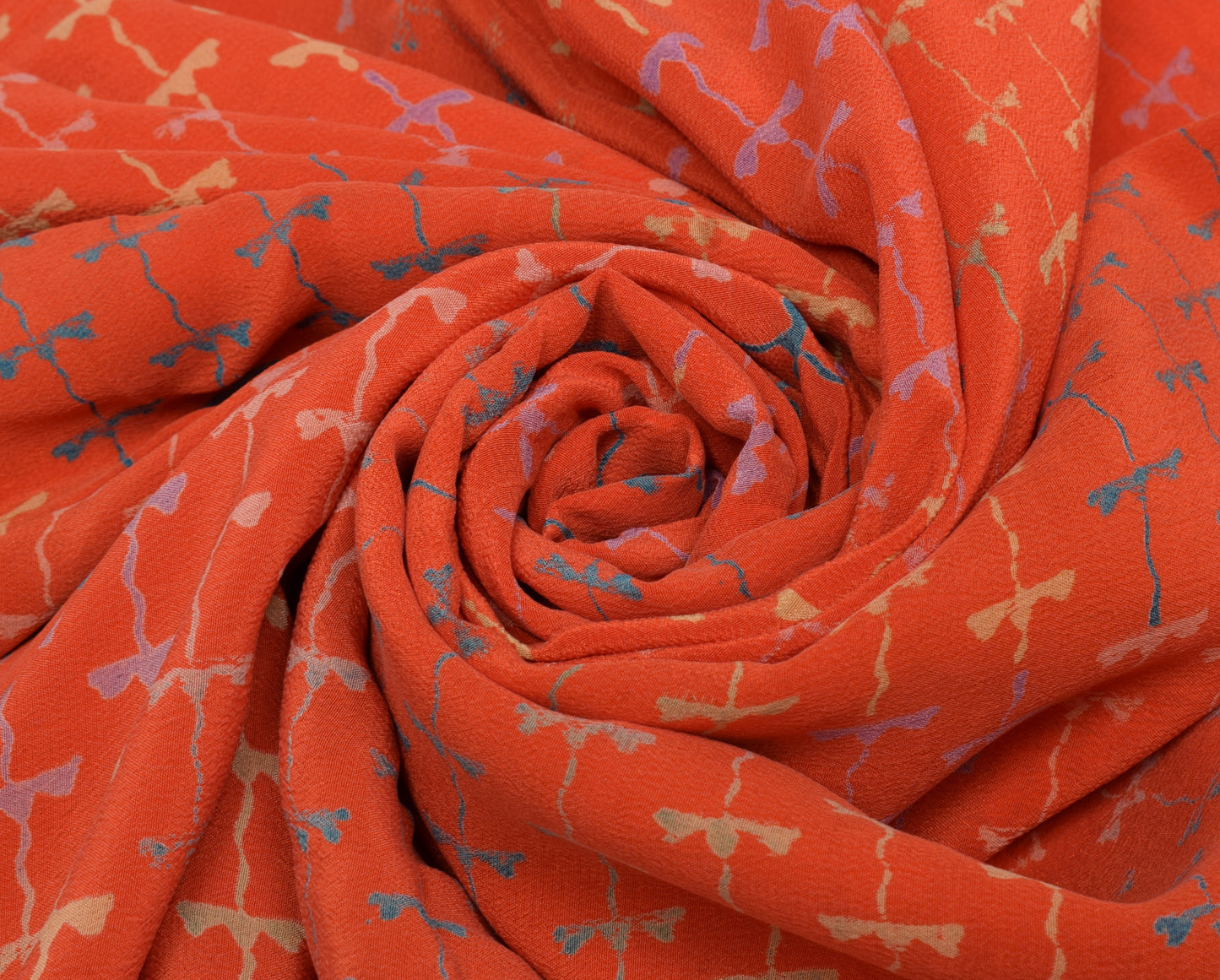 Sushila Vintage Indian Saree 100% Pure Crepe Silk Printed Floral Soft Fabric