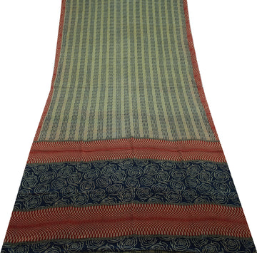 Sushila Vintage Green Saree 100% Pure Crepe Silk Printed 5 Yard  Soft Fabric