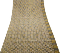 Sushila Vintage Cream Saree 100% Pure Crepe Silk Printed Floral Soft Fabric