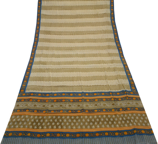 Sushila Vintage Indian Saree 100% Pure Crepe Silk Printed Leheria Soft Fabric