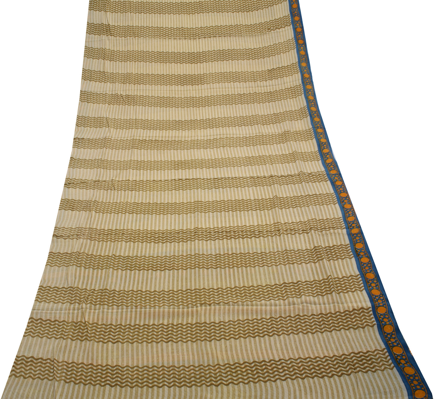 Sushila Vintage Indian Saree 100% Pure Crepe Silk Printed Leheria Soft Fabric