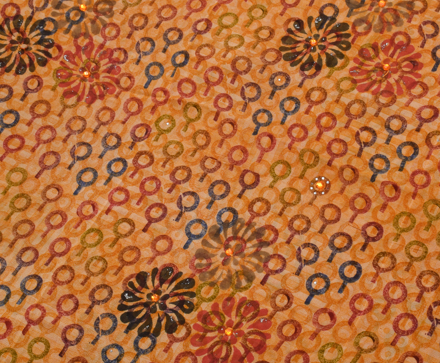 Sushila Vintage Indian Saree 100% Pure Crepe Silk Printed Floral Soft Fabric