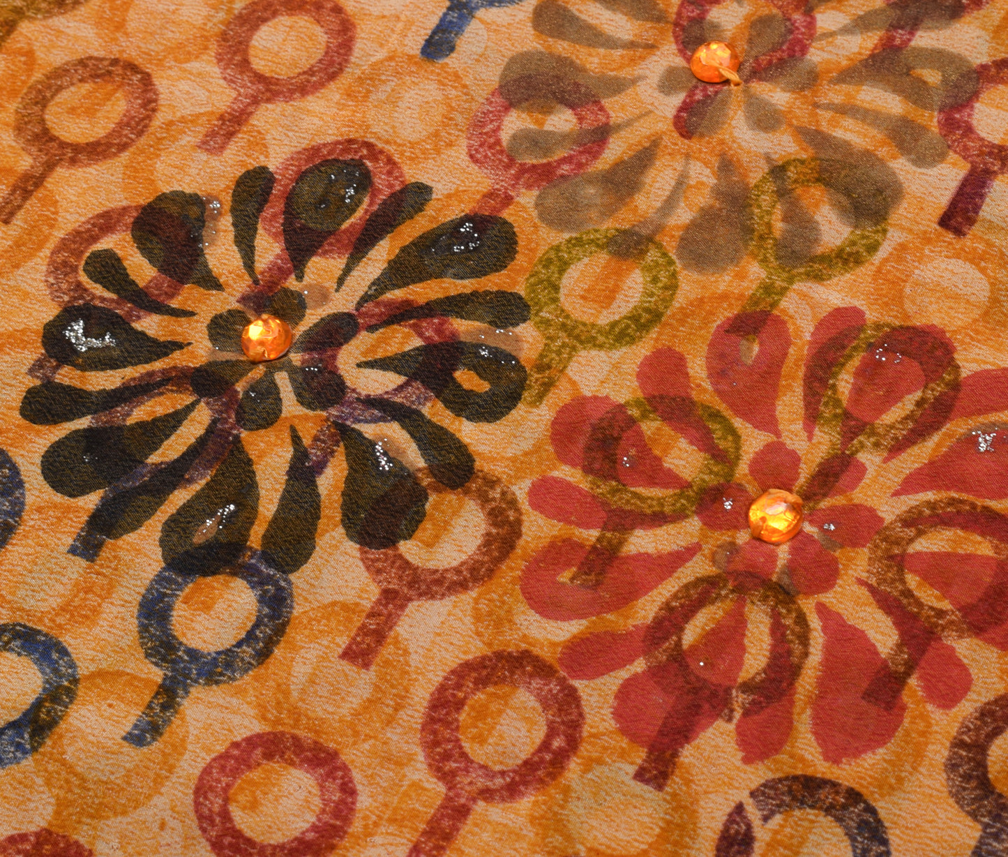 Sushila Vintage Indian Saree 100% Pure Crepe Silk Printed Floral Soft Fabric