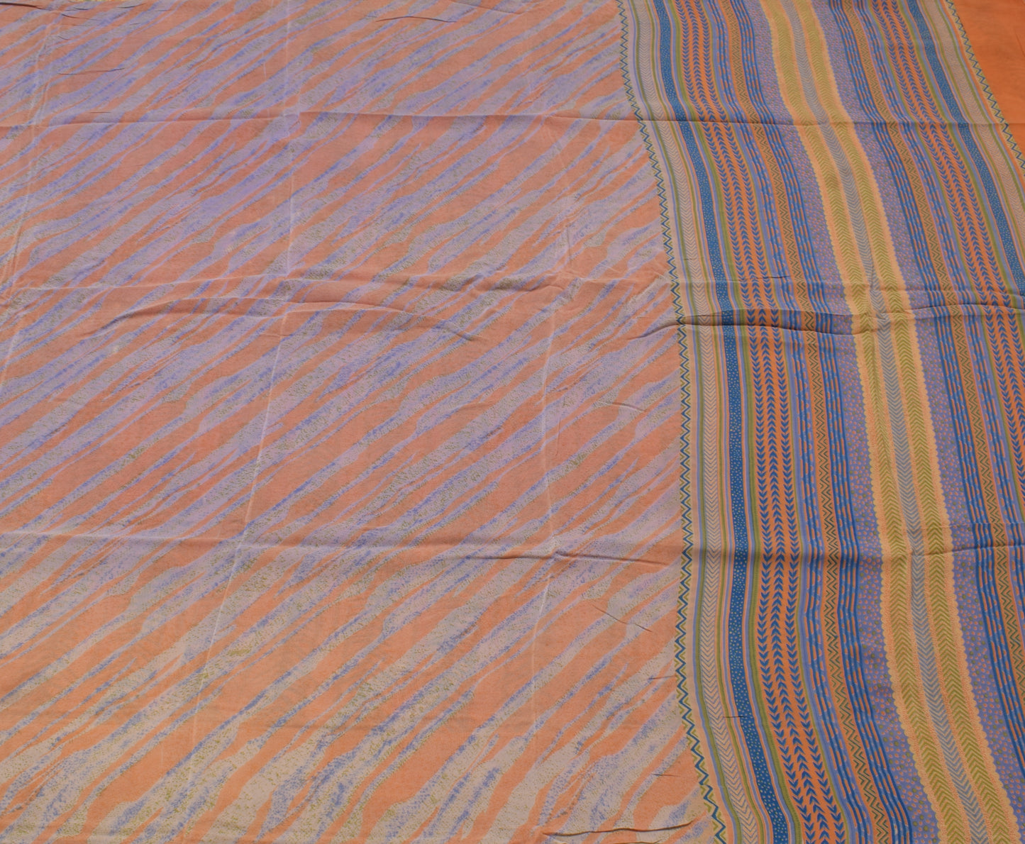 Sushila Vintage Indian Saree 100% Pure Crepe Silk Printed 5 YD Soft Craft Fabric