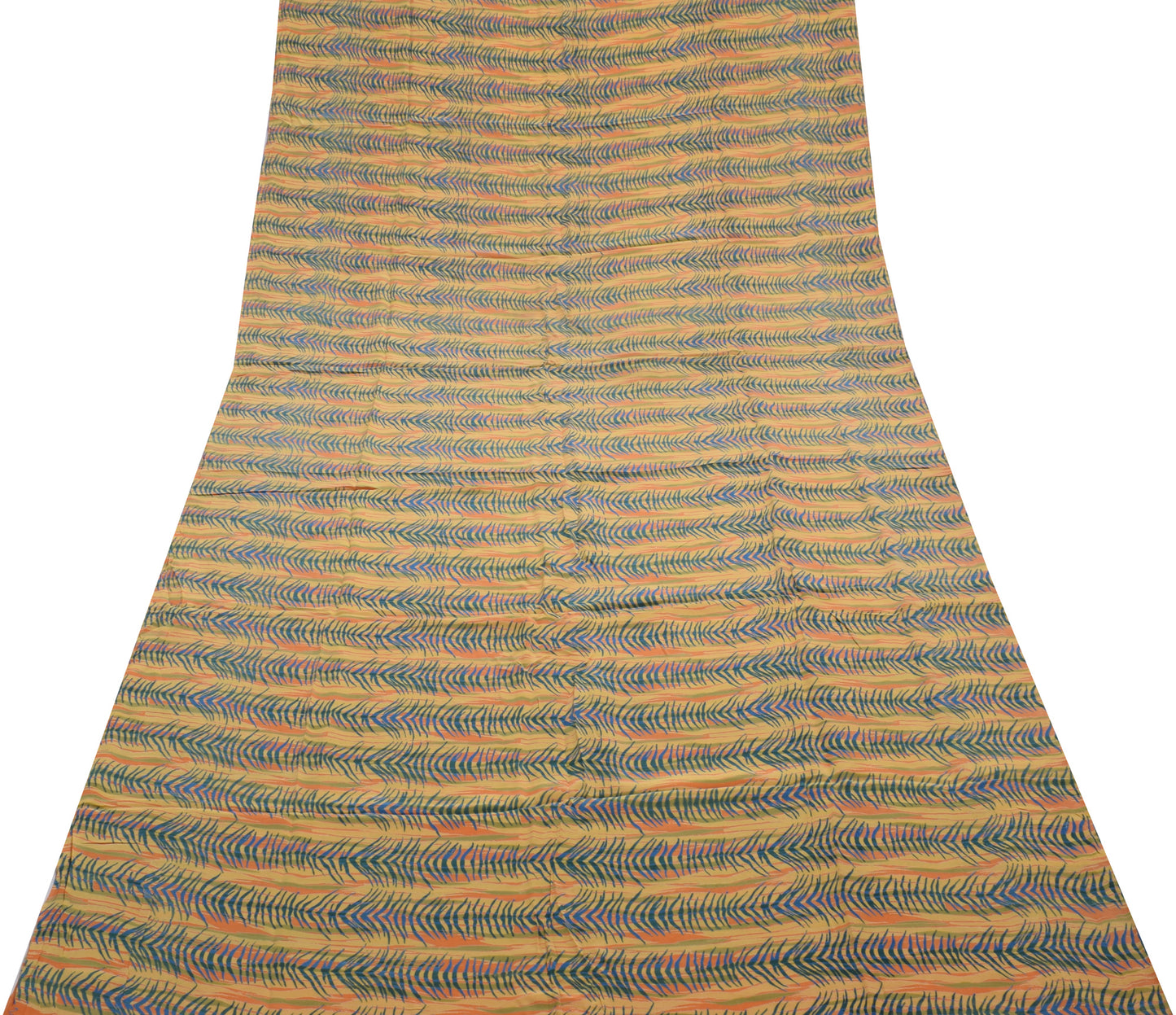 Sushila Vintage Indian Saree 100% Pure Crepe Silk Printed 5 YD Soft Craft Fabric