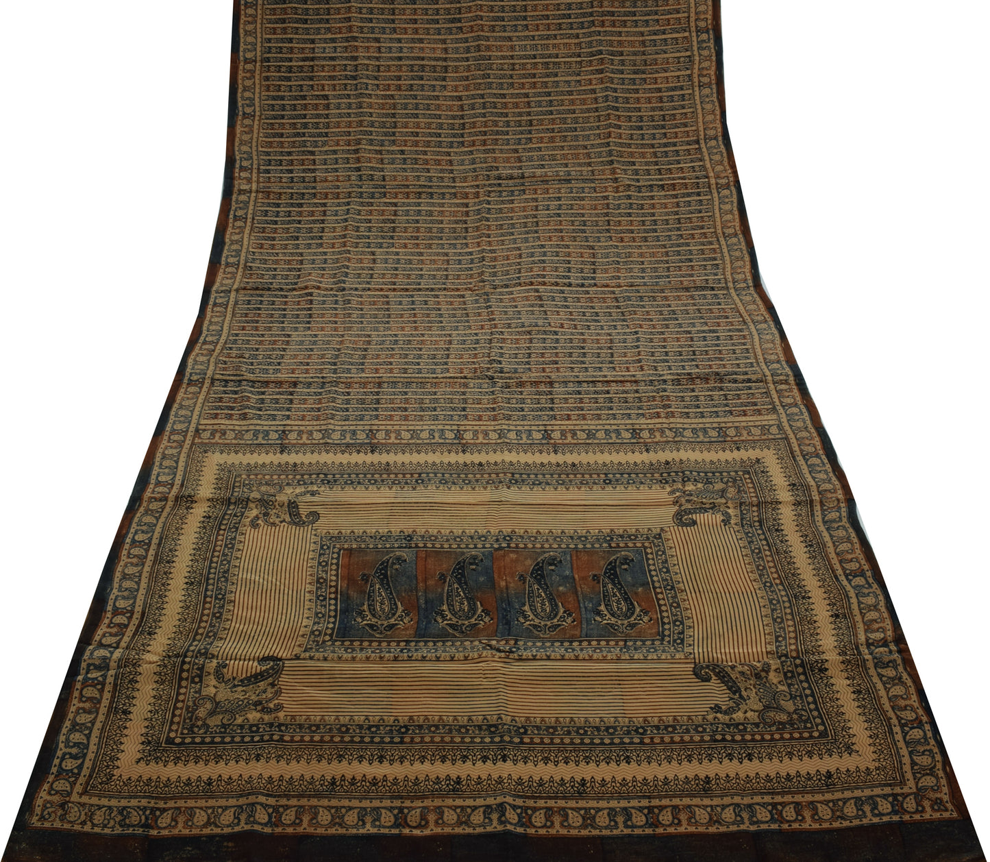 Sushila Vintage Indian Saree 100% Pure Crepe Silk Printed Floral Soft Fabric