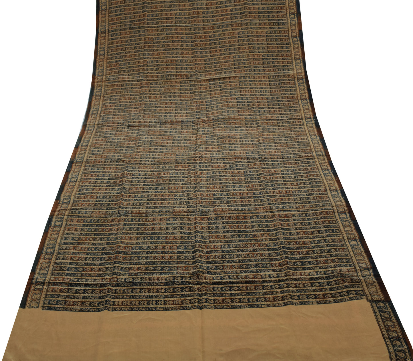 Sushila Vintage Indian Saree 100% Pure Crepe Silk Printed Floral Soft Fabric