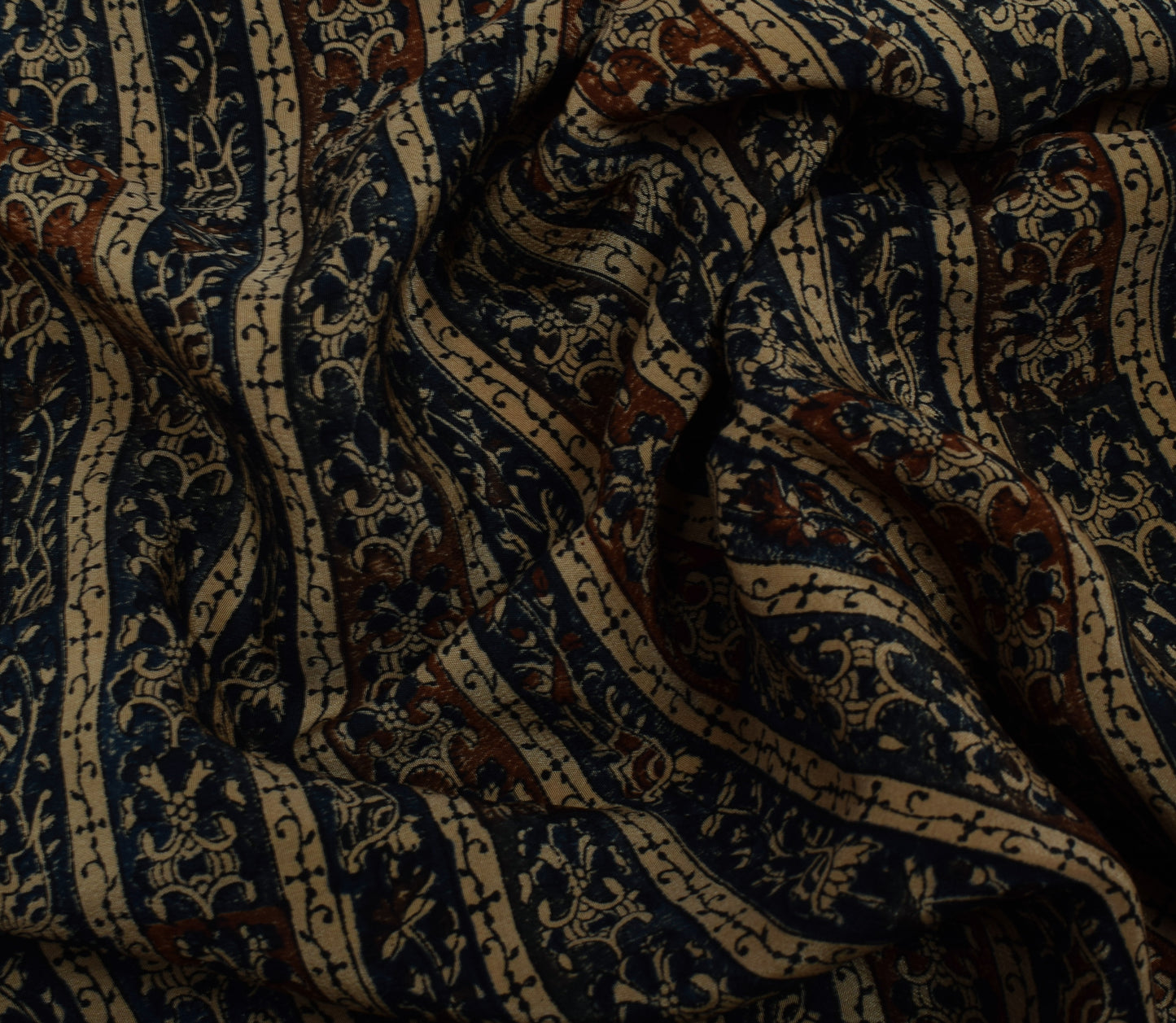 Sushila Vintage Indian Saree 100% Pure Crepe Silk Printed Floral Soft Fabric