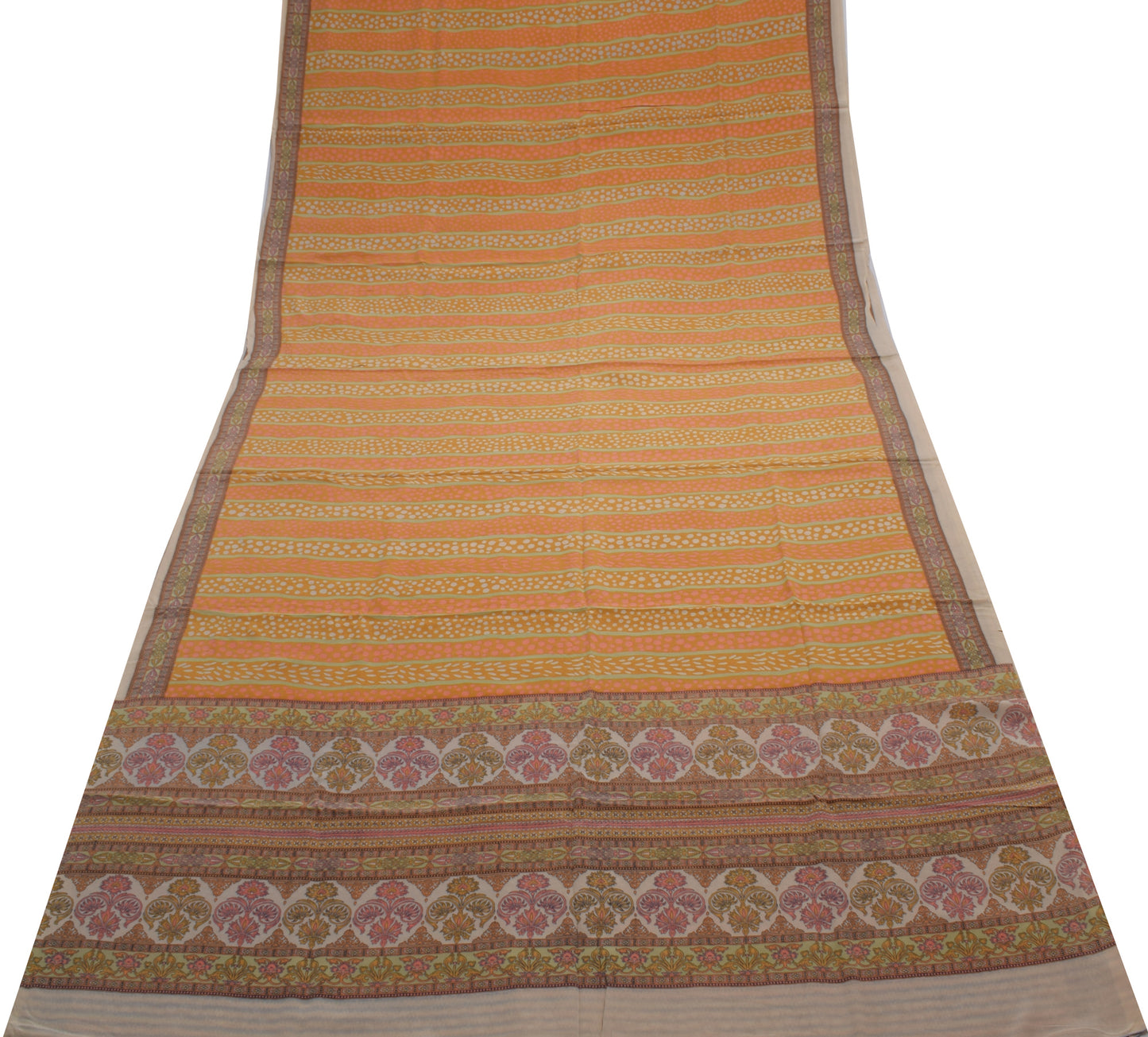 Sushila Vintage Indian Saree 100% Pure Crepe Silk Printed Soft 5 Yard Fabric