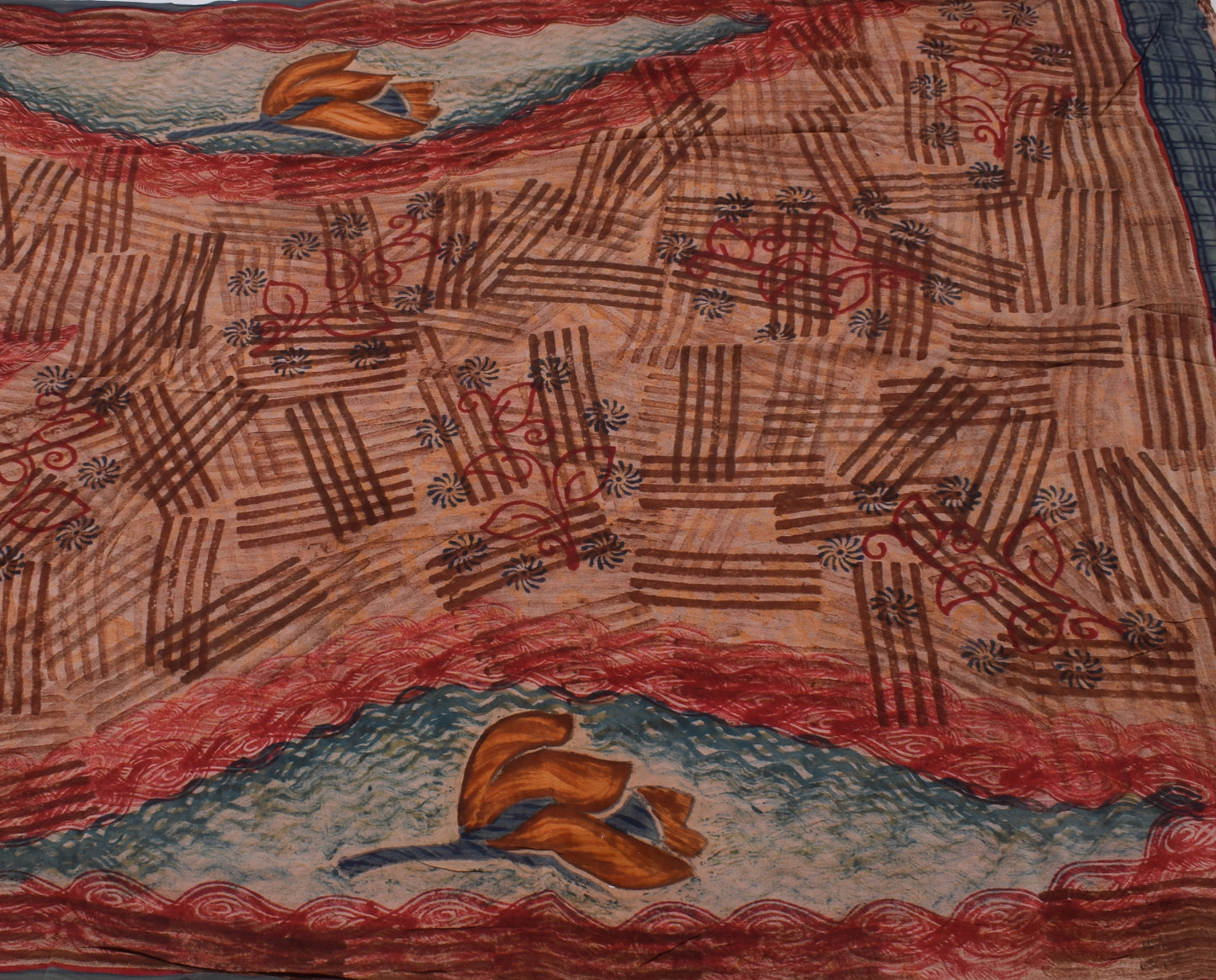 Sushila Vintage Indian Saree 100% Pure Crepe Silk Printed 5 Yard Soft Fabric