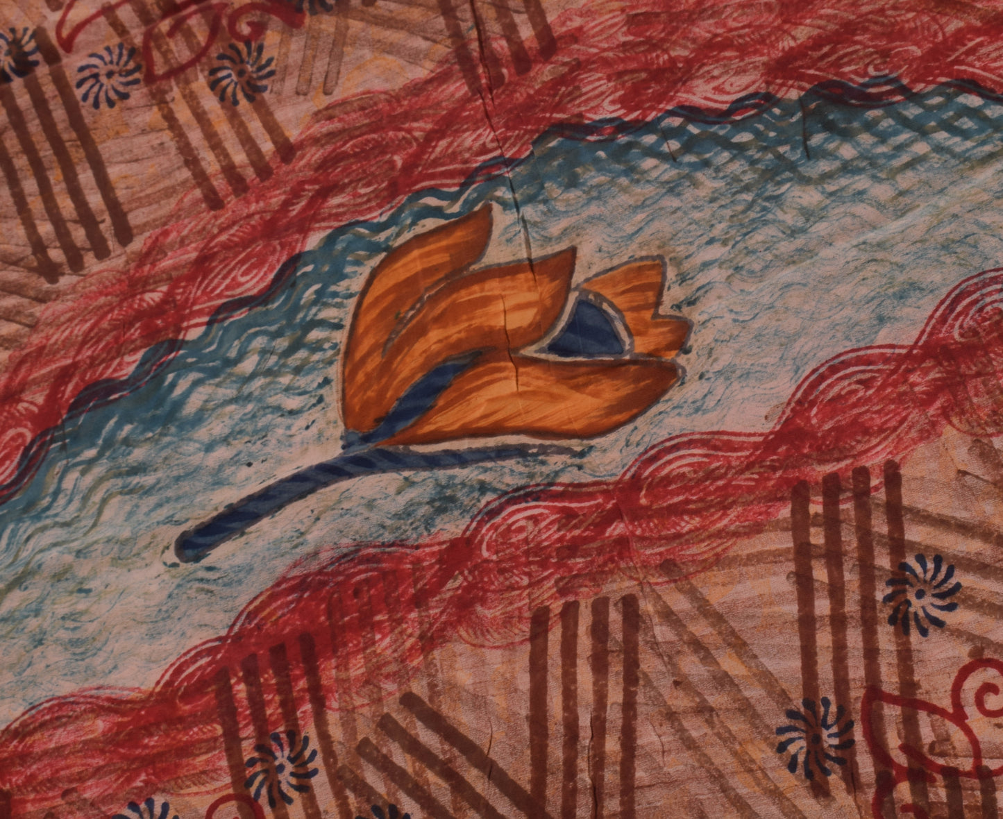 Sushila Vintage Indian Saree 100% Pure Crepe Silk Printed 5 Yard Soft Fabric