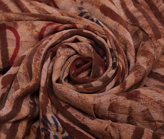 Sushila Vintage Indian Saree 100% Pure Crepe Silk Printed 5 Yard Soft Fabric