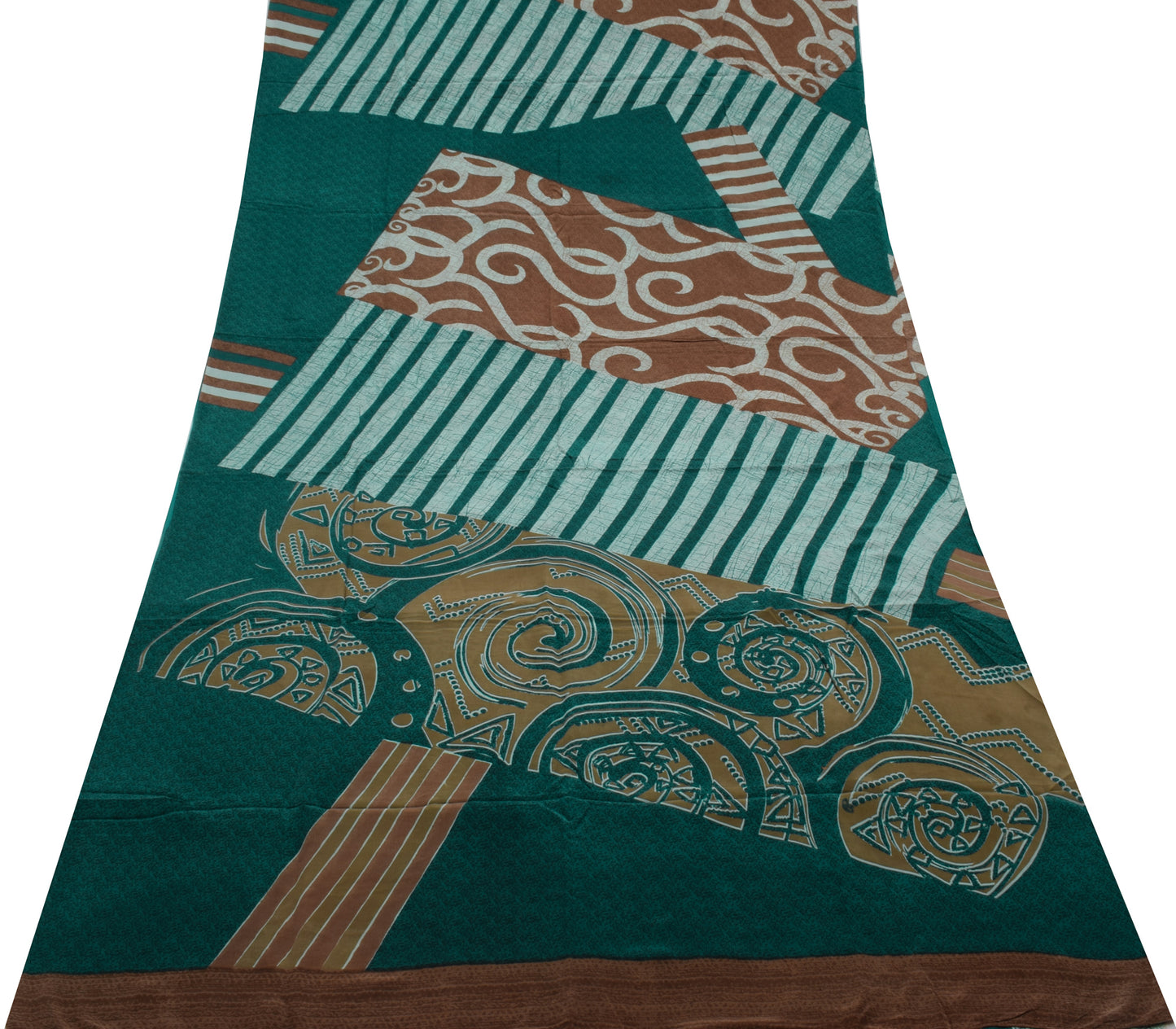 Sushila Vintage Indian Saree 100% Pure Crepe Silk Printed Soft Craft 5 YD Fabric