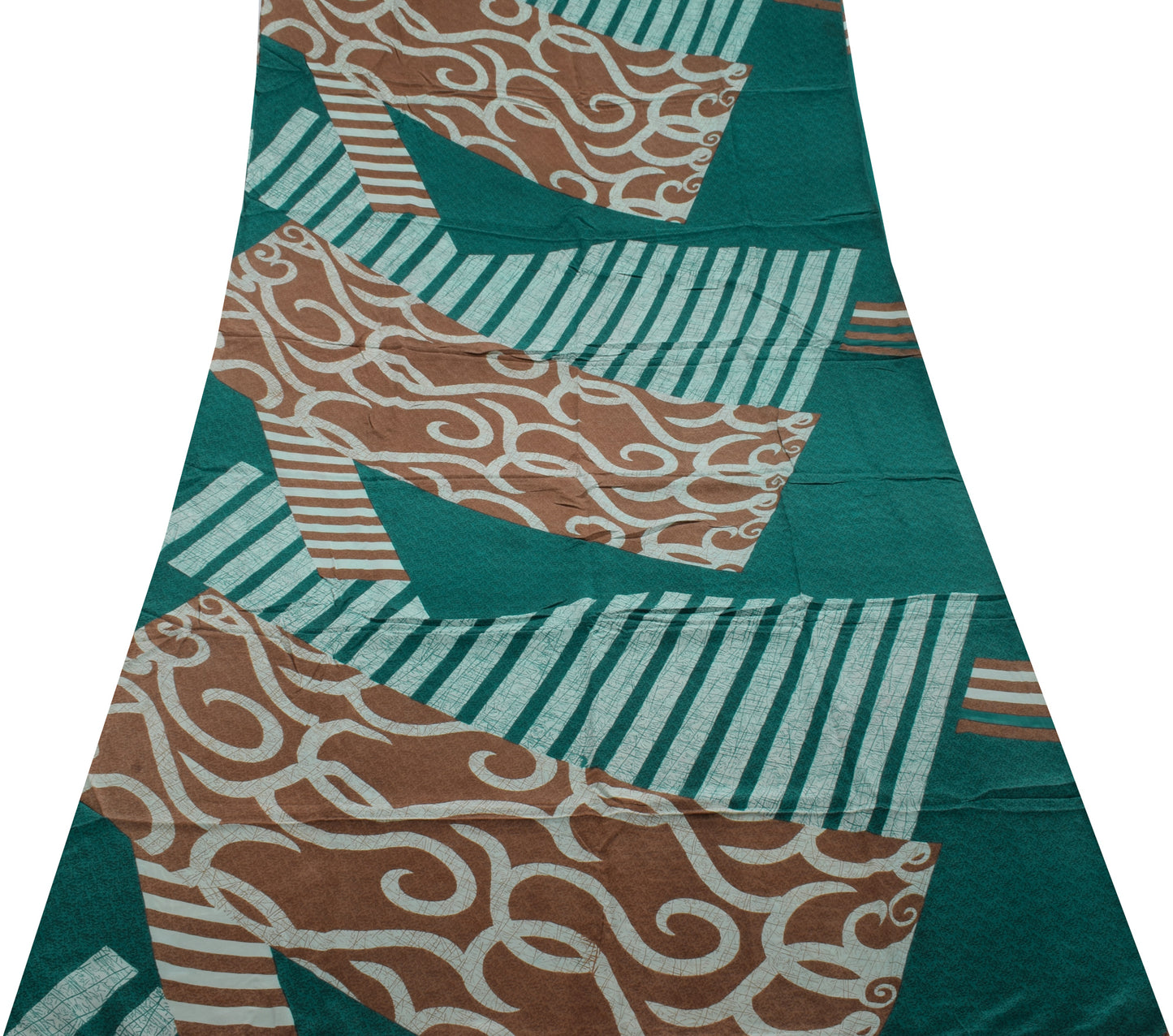 Sushila Vintage Indian Saree 100% Pure Crepe Silk Printed Soft Craft 5 YD Fabric