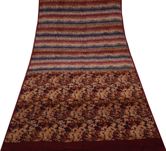 Sushila Vintage Multi-Color Saree Pure Crepe Silk Printed Floral Soft Fabric