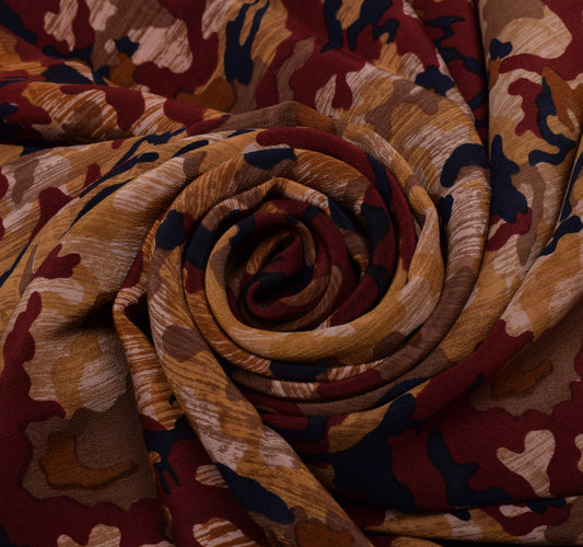 Sushila Vintage Multi-Color Saree Pure Crepe Silk Printed Floral Soft Fabric