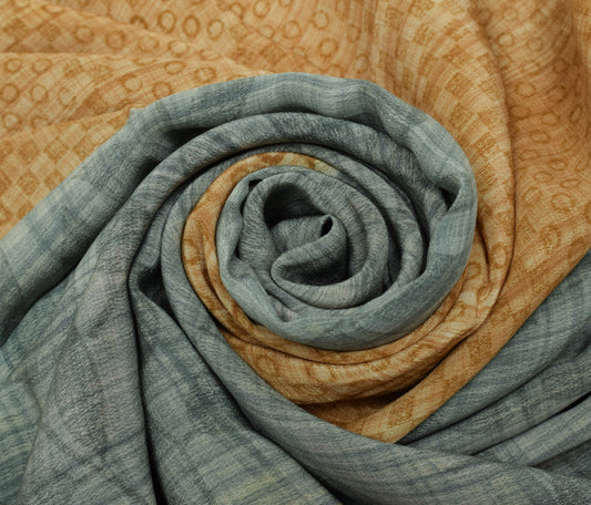 Sushila Vintage Indian Saree 100% Pure Crepe Silk Printed 5 Yard Soft Fabric