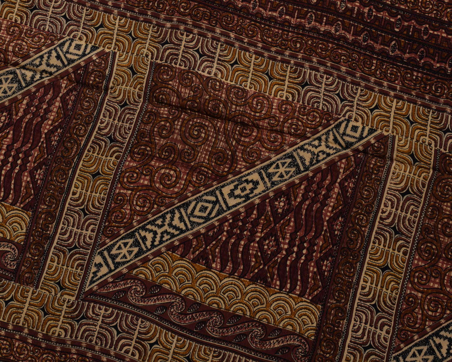 Sushila Vintage Brown Saree 100% Pure Crepe Silk Printed 5 Yard Soft Fabric