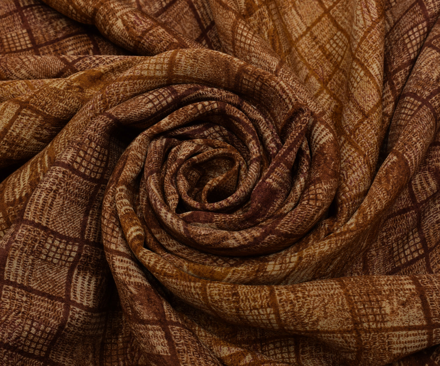 Sushila Vintage Brown Saree 100% Pure Crepe Silk Printed 5 Yard Soft Fabric